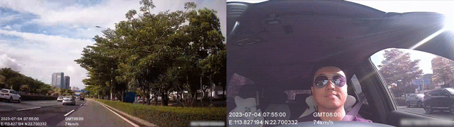 Cámaras en vivo para flotas con visión exterior e interior, ADAS y DMS